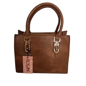 NWT Rosani Tan Vegan Leather Satchel Handbag Crossbody Shoulder Bag